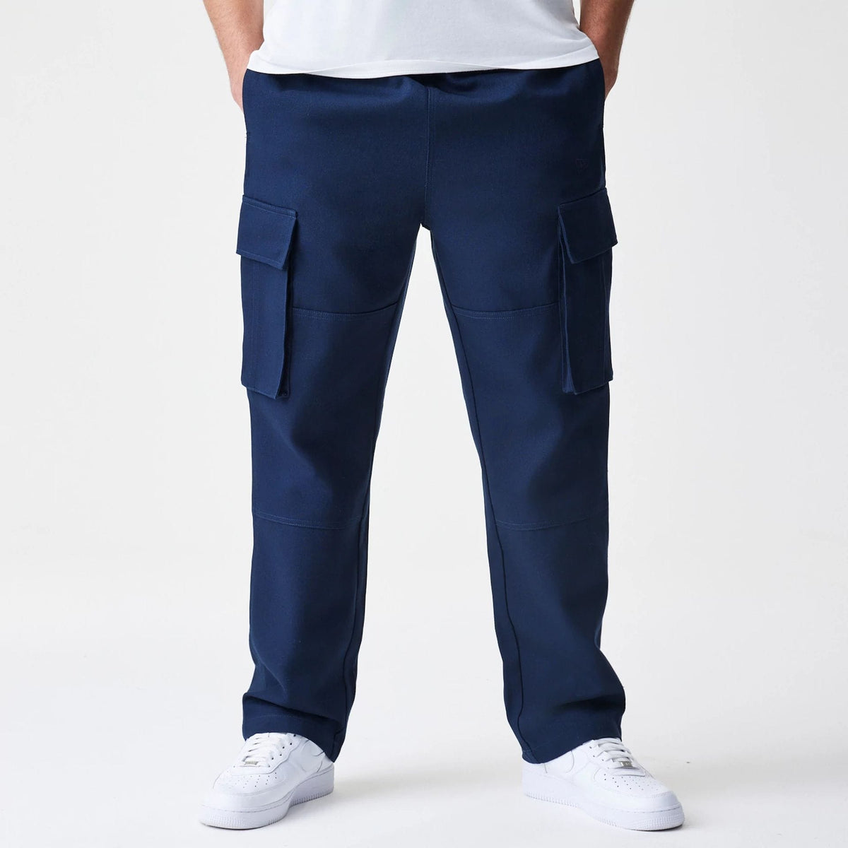 New Era Navy Straight Leg Cargo Trousers-klyvox