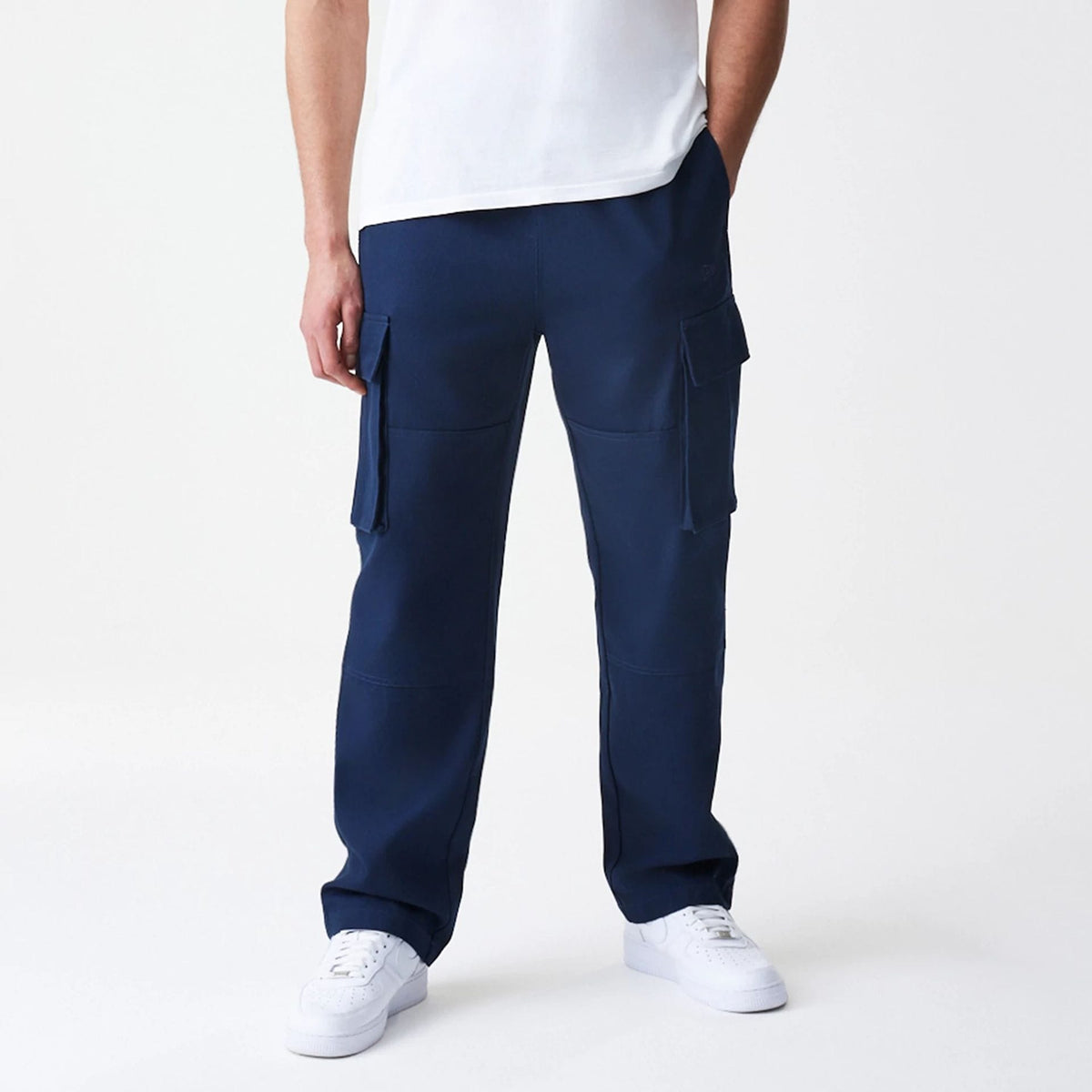 New Era Navy Straight Leg Cargo Trousers-klyvox