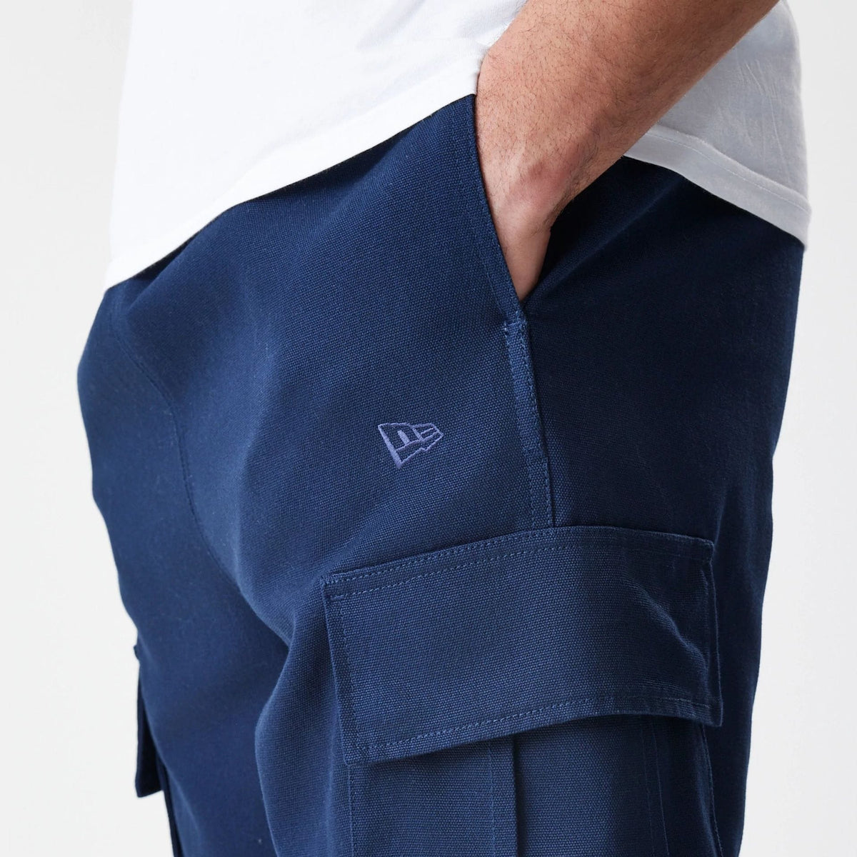 New Era Navy Straight Leg Cargo Trousers-klyvox