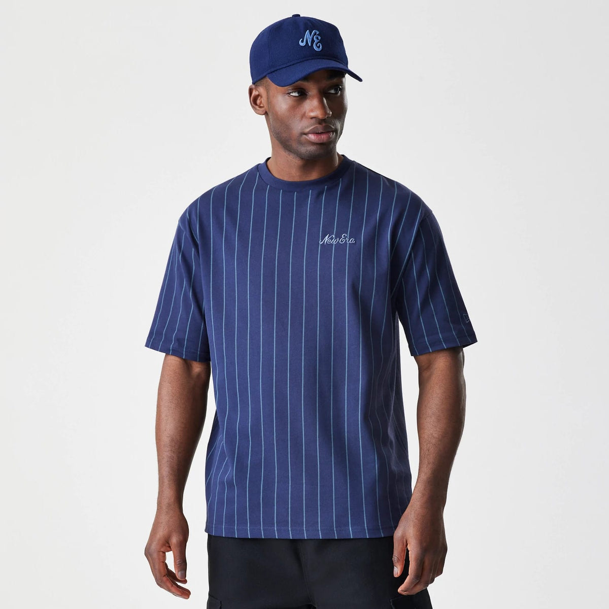 New Era Pinstripe Navy Oversized T-Shirt-klyvox
