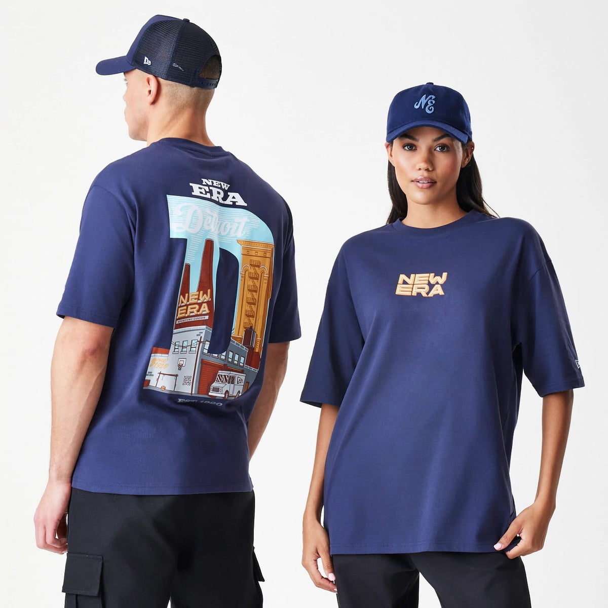 New Era Location Navy Oversized T-Shirt-klyvox
