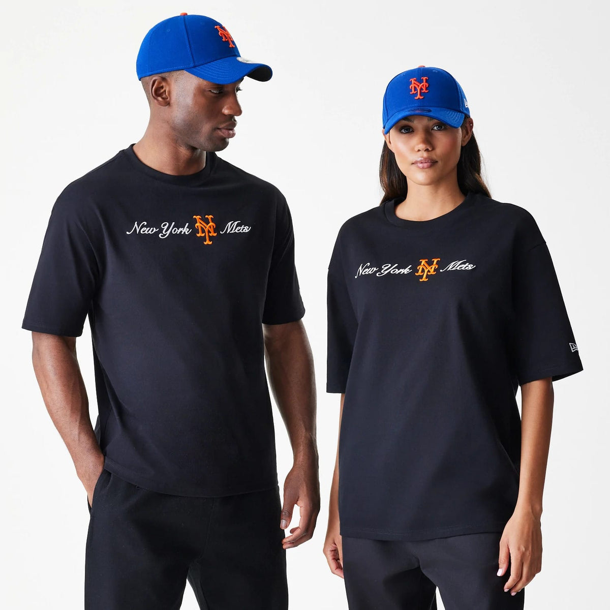 New York Mets MLB Script Black Oversized T-Shirt-klyvox