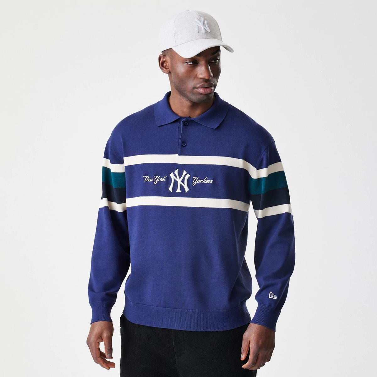 New York Yankees MLB Knit Navy Rugby Shirt-klyvox