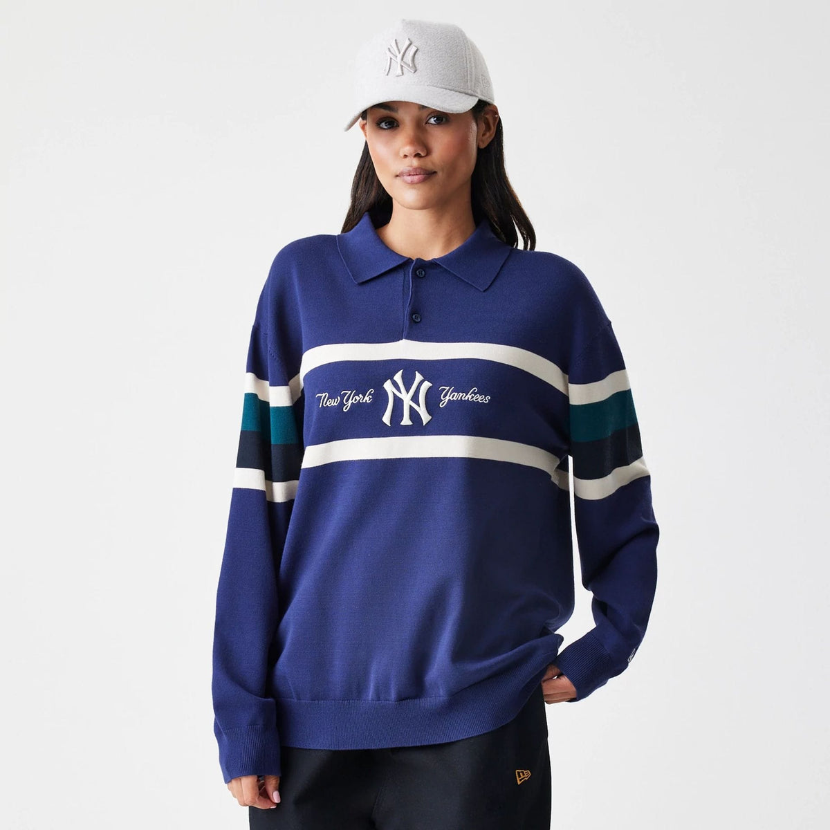 New York Yankees MLB Knit Navy Rugby Shirt-klyvox