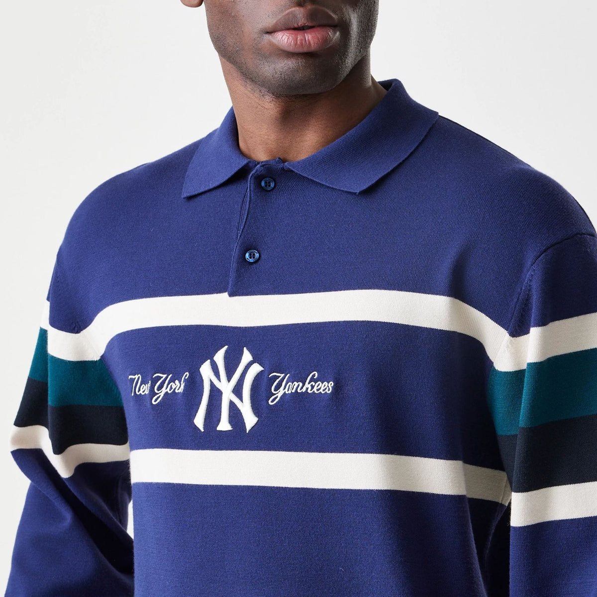 New York Yankees MLB Knit Navy Rugby Shirt-klyvox