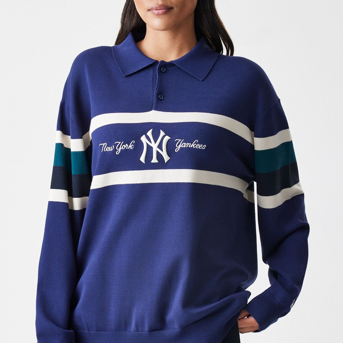 New York Yankees MLB Knit Navy Rugby Shirt-klyvox