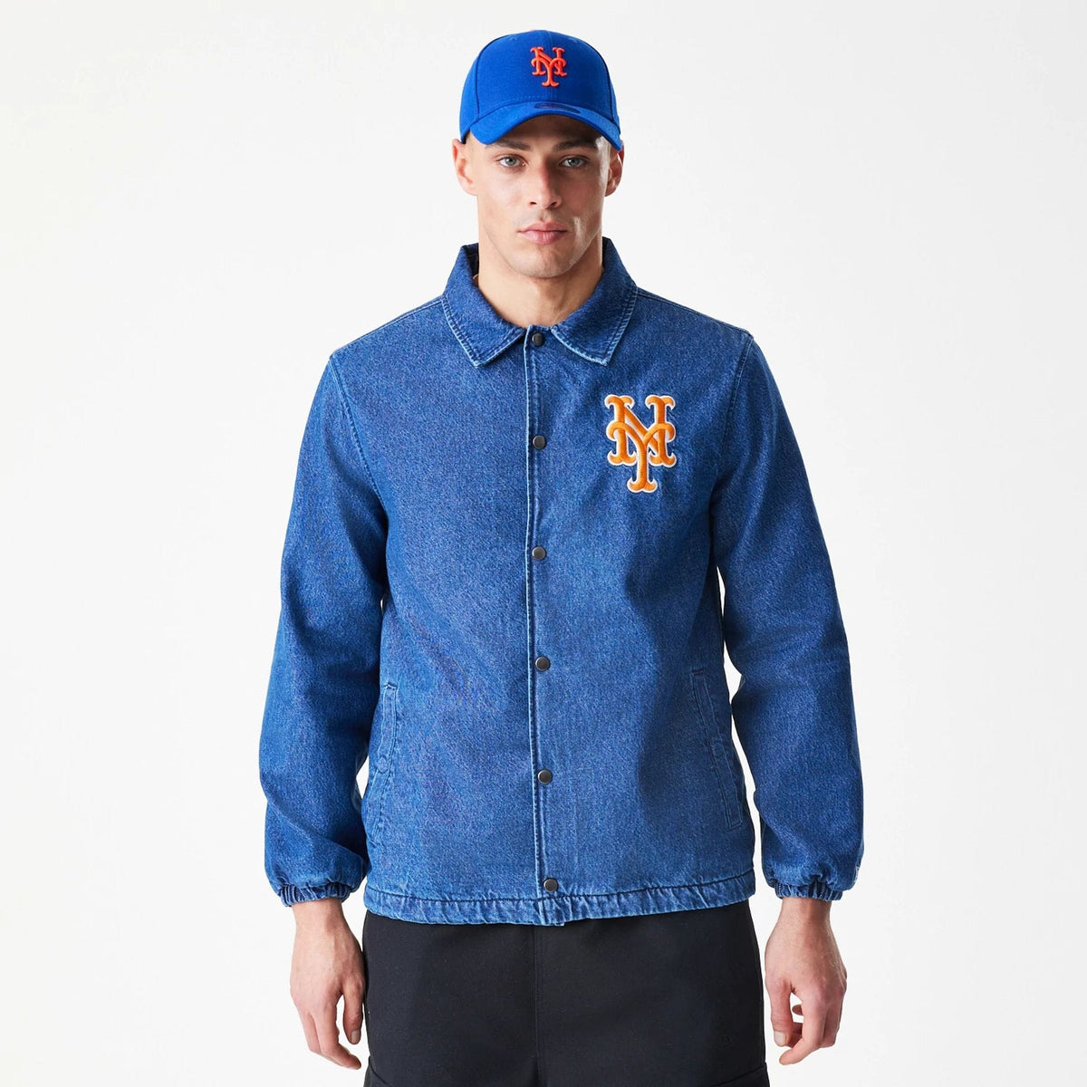 New York Mets MLB Denim Dark Blue Coaches Jacket-klyvox