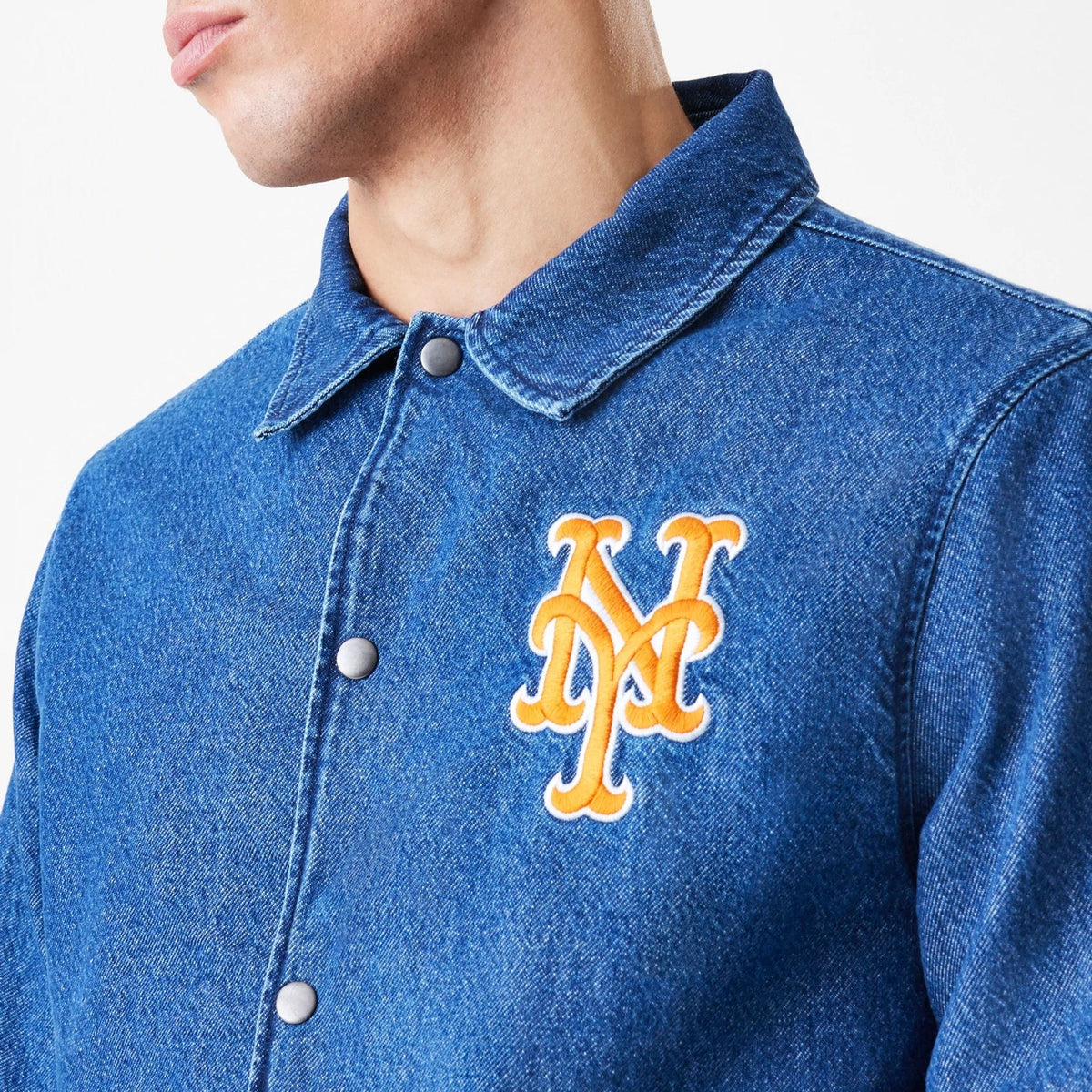 New York Mets MLB Denim Dark Blue Coaches Jacket-klyvox