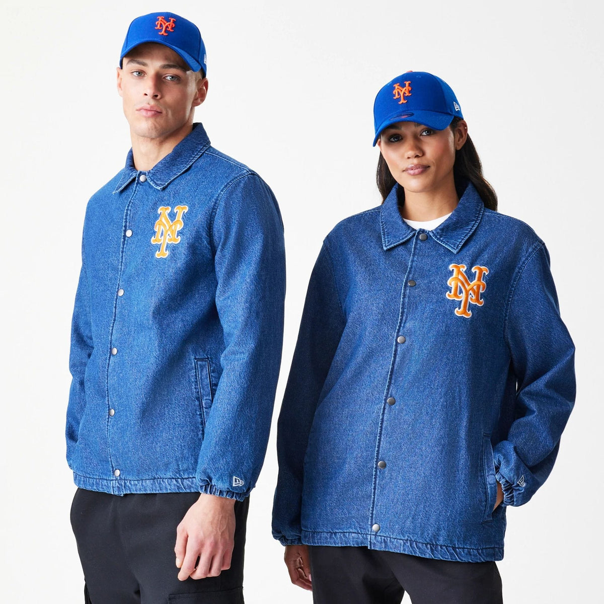 New York Mets MLB Denim Dark Blue Coaches Jacket-klyvox