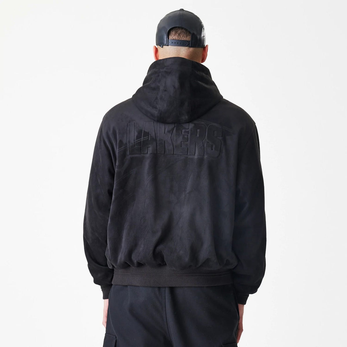 LA Lakers NBA Suede Black Hooded Jacket-klyvox