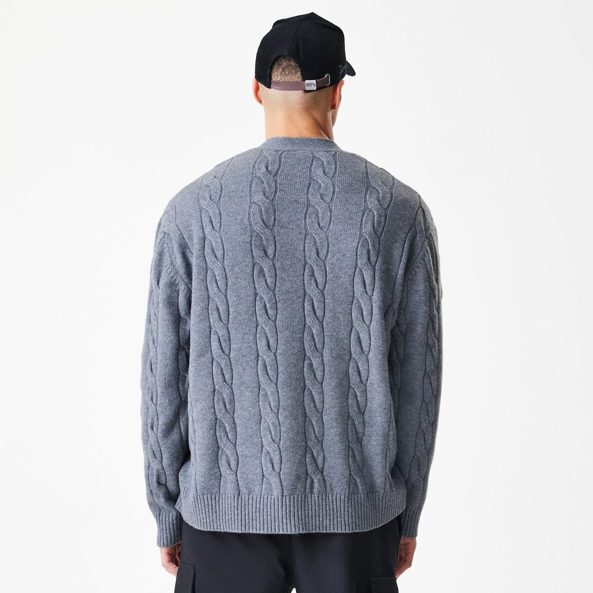 New York Yankees MLB Cable Knit Dark Grey Cardigan-klyvox