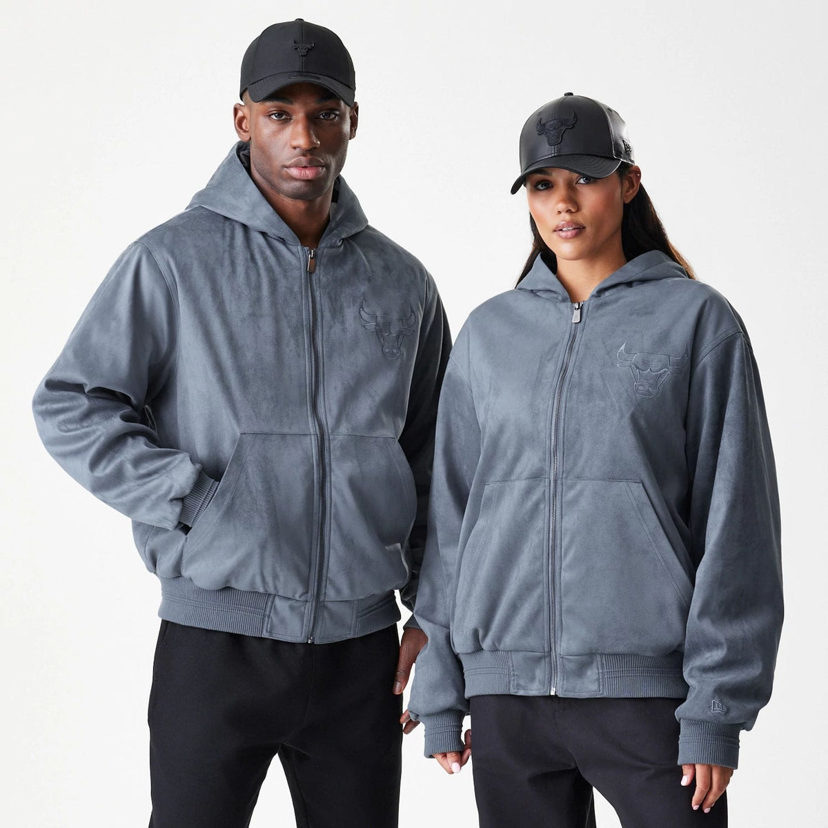 Chicago Bulls NBA Suede Dark Grey Jacket-klyvox