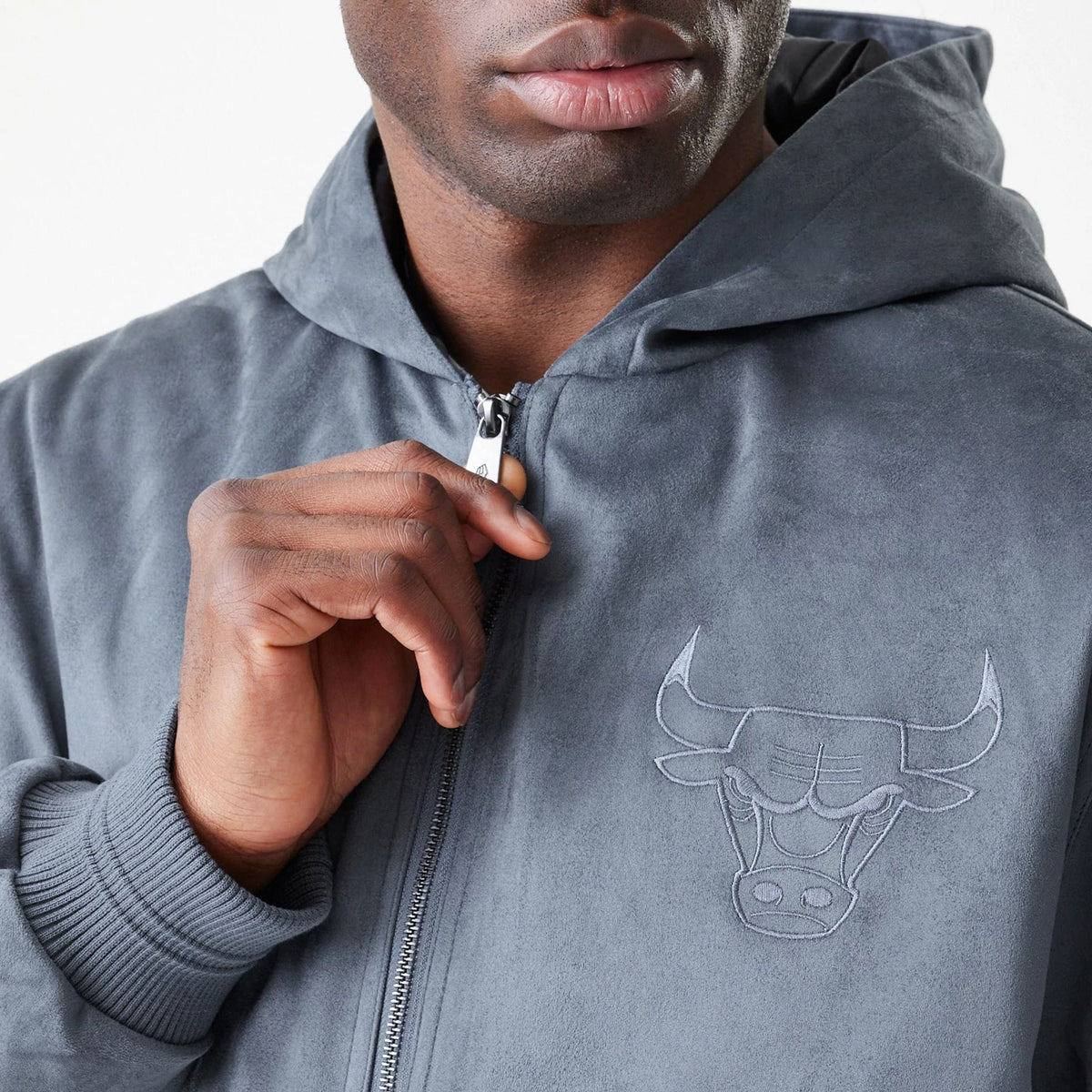 Chicago Bulls NBA Suede Dark Grey Jacket-klyvox