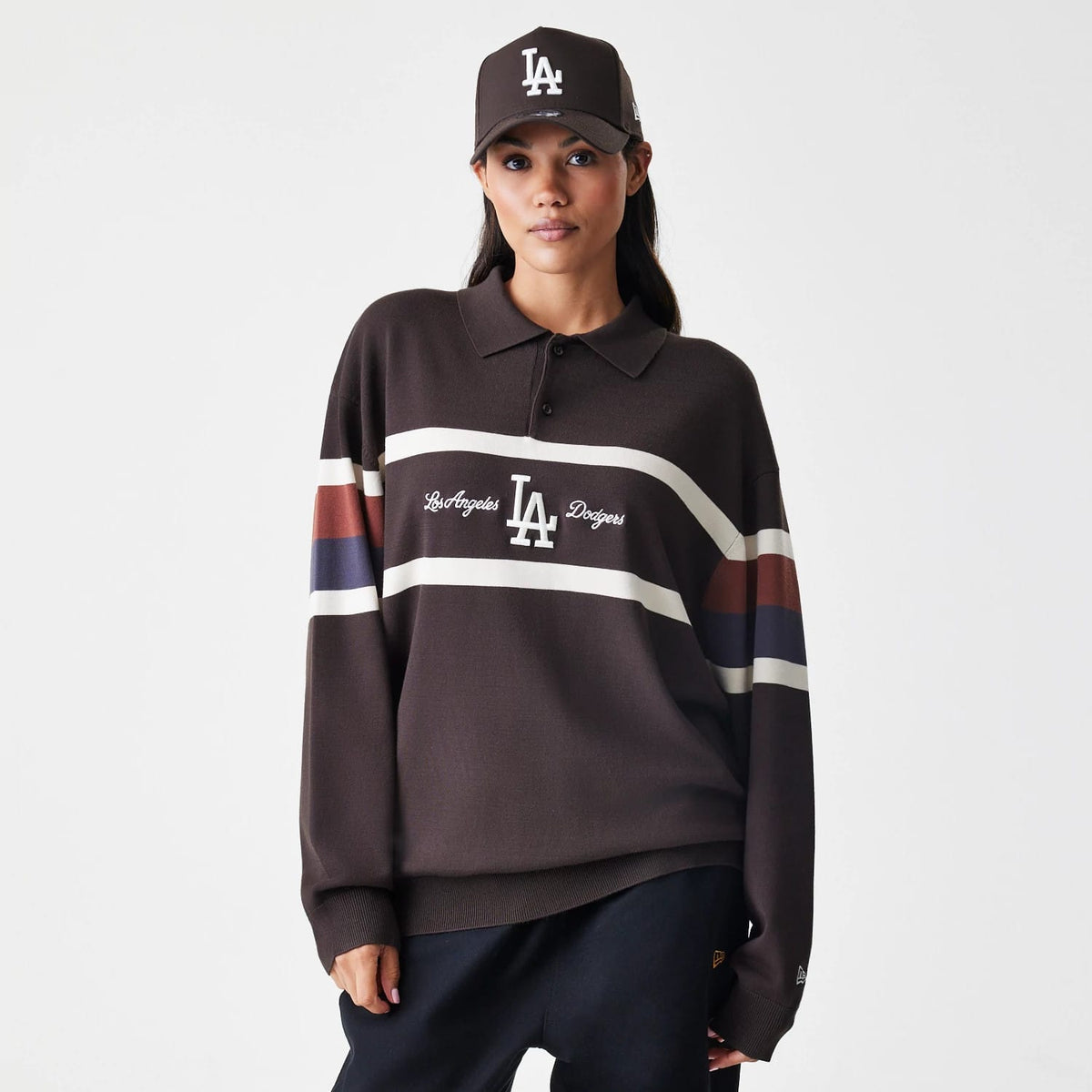 LA Dodgers MLB Knit Brown Rugby Shirt-klyvox