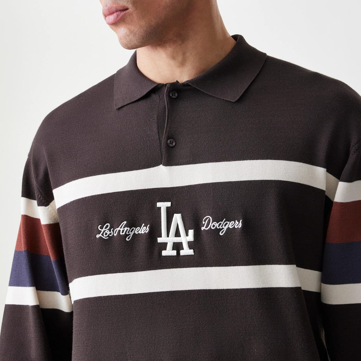 LA Dodgers MLB Knit Brown Rugby Shirt-klyvox