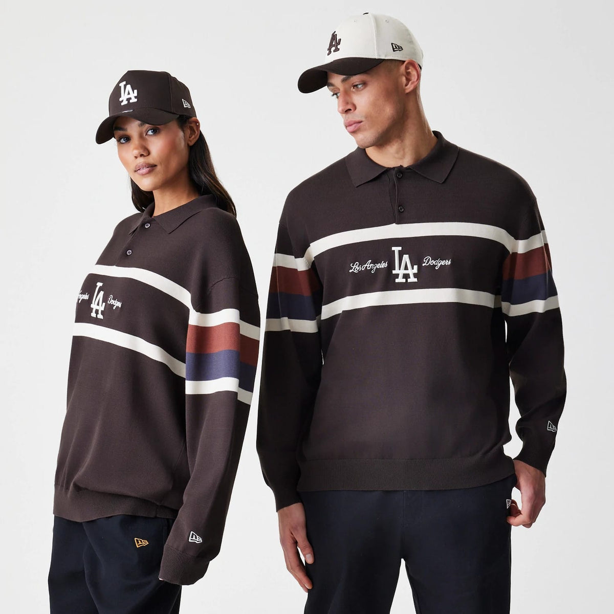 LA Dodgers MLB Knit Brown Rugby Shirt-klyvox