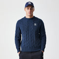 New York Yankees MLB Cable Knit Navy Knitted Sweater-klyvox