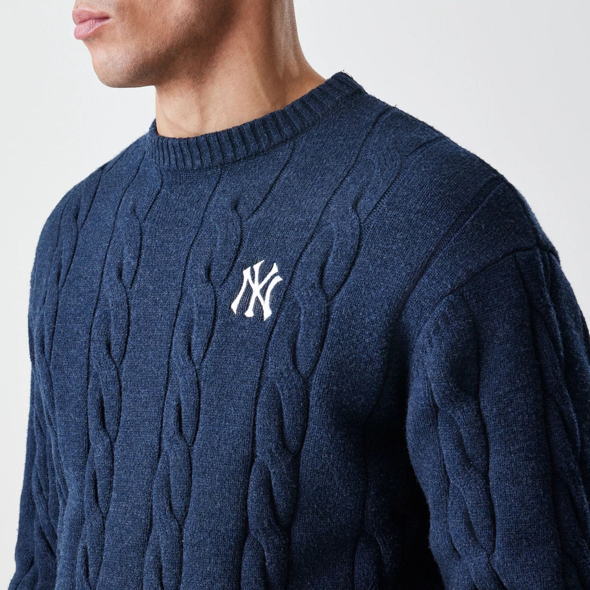 New York Yankees MLB Cable Knit Navy Knitted Sweater-klyvox
