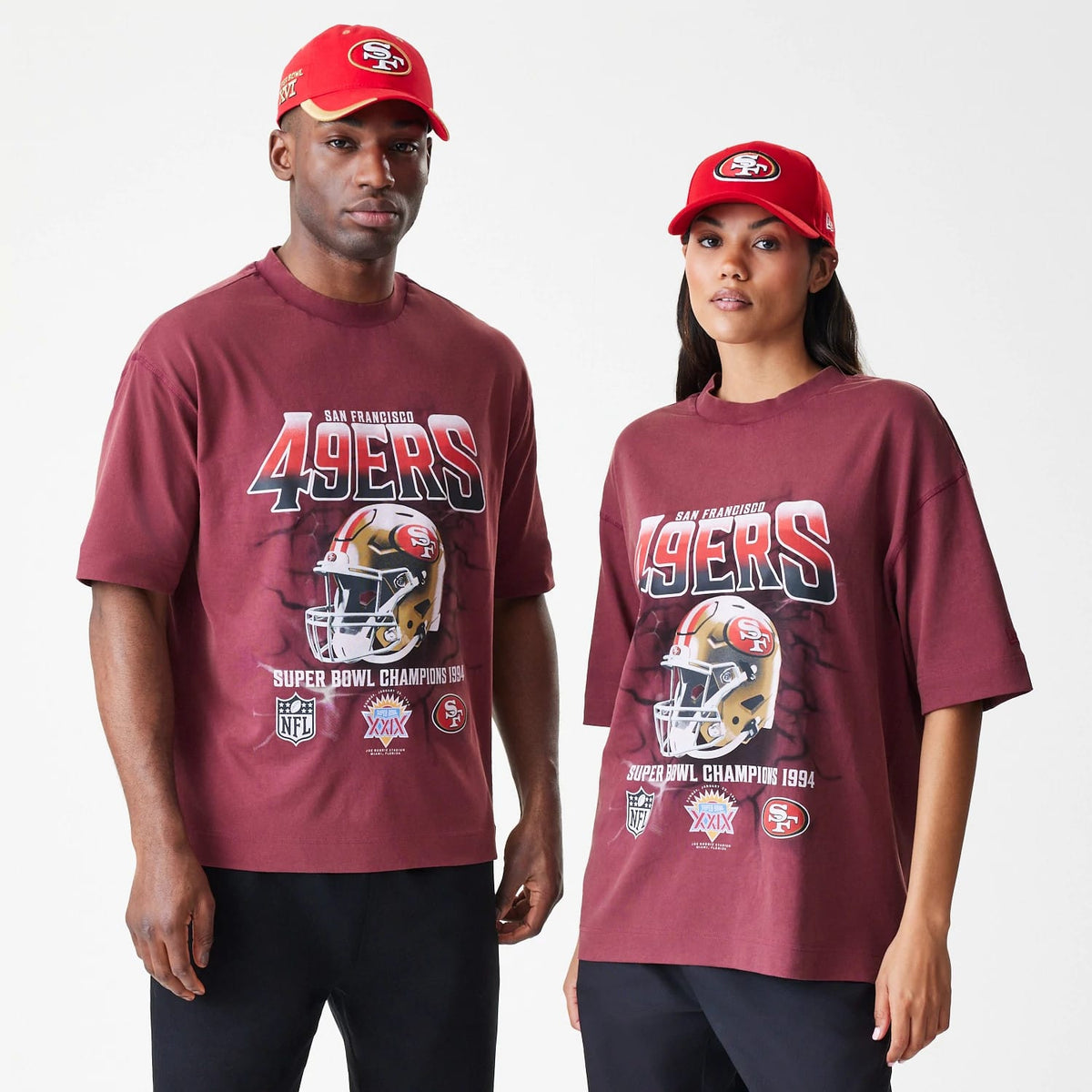 San Francisco 49ers NFL Washed Boxy Dark Red Oversized T-Shirt-klyvox