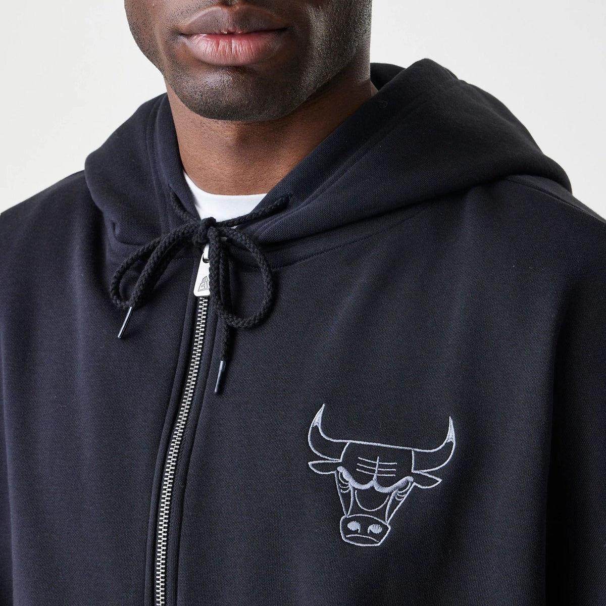 Chicago Bulls NBA Linear Black Oversized Full Zip Hoodie-klyvox