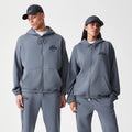 LA Lakers NBA Linear Dark Grey Oversized Full Zip Hoodie-klyvox