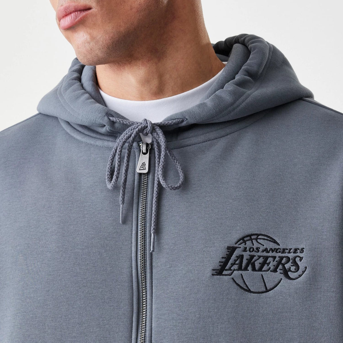LA Lakers NBA Linear Dark Grey Oversized Full Zip Hoodie-klyvox