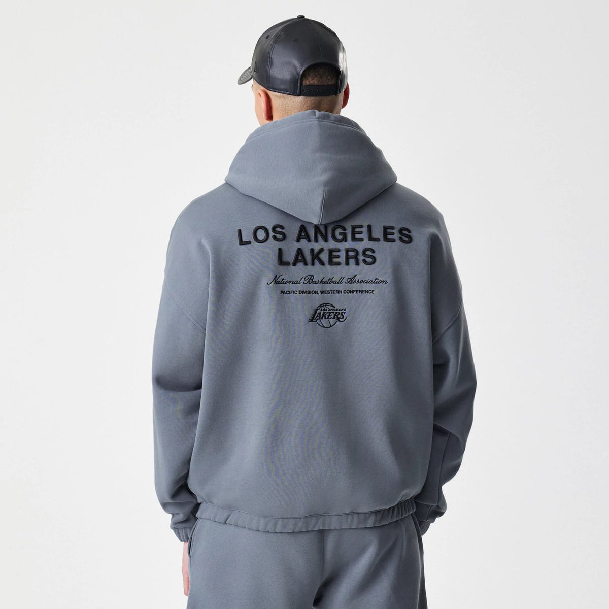LA Lakers NBA Linear Dark Grey Oversized Full Zip Hoodie-klyvox