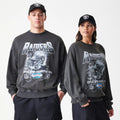 Las Vegas Raiders NFL Washed Boxy Dark Grey Oversized Crew Neck Sweater-klyvox