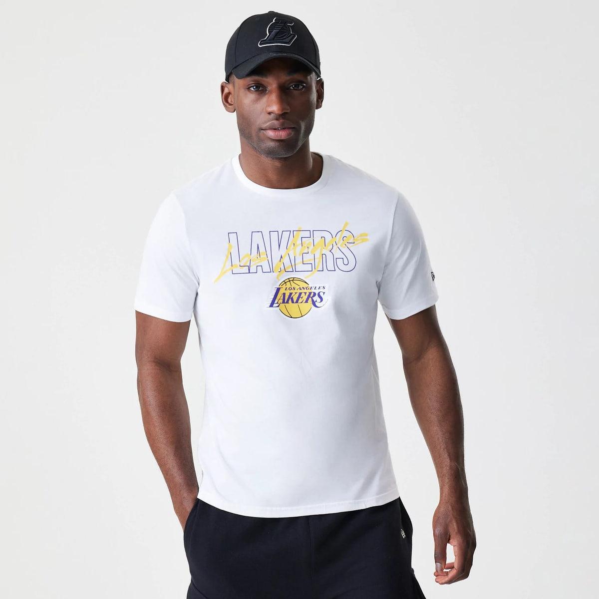 LA Lakers NBA Script White T-Shirt-klyvox