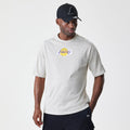 LA Lakers NBA Piping Light Beige Oversized Mesh T-Shirt-klyvox