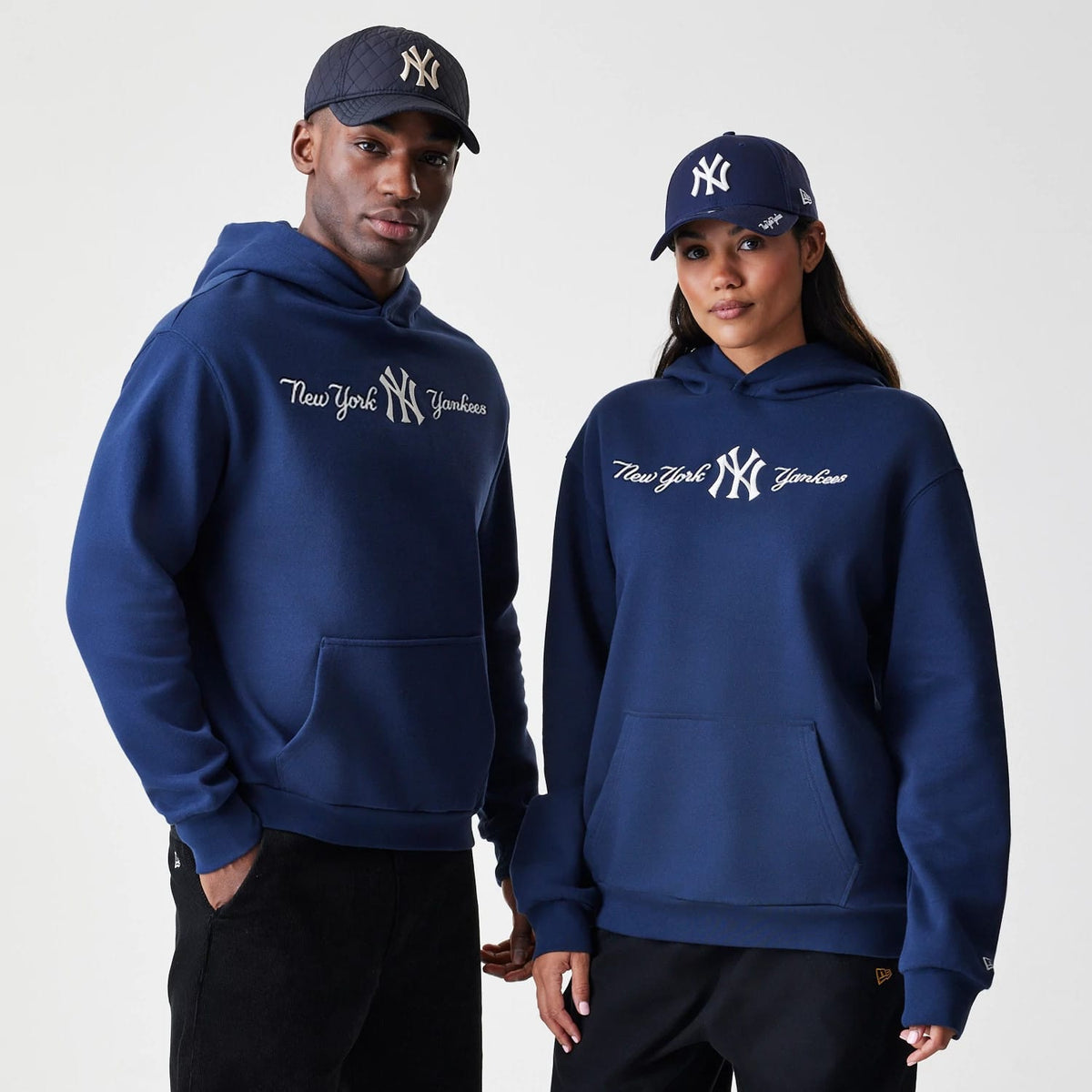 New York Yankees MLB Script Navy Oversized Pullover Hoodie-klyvox