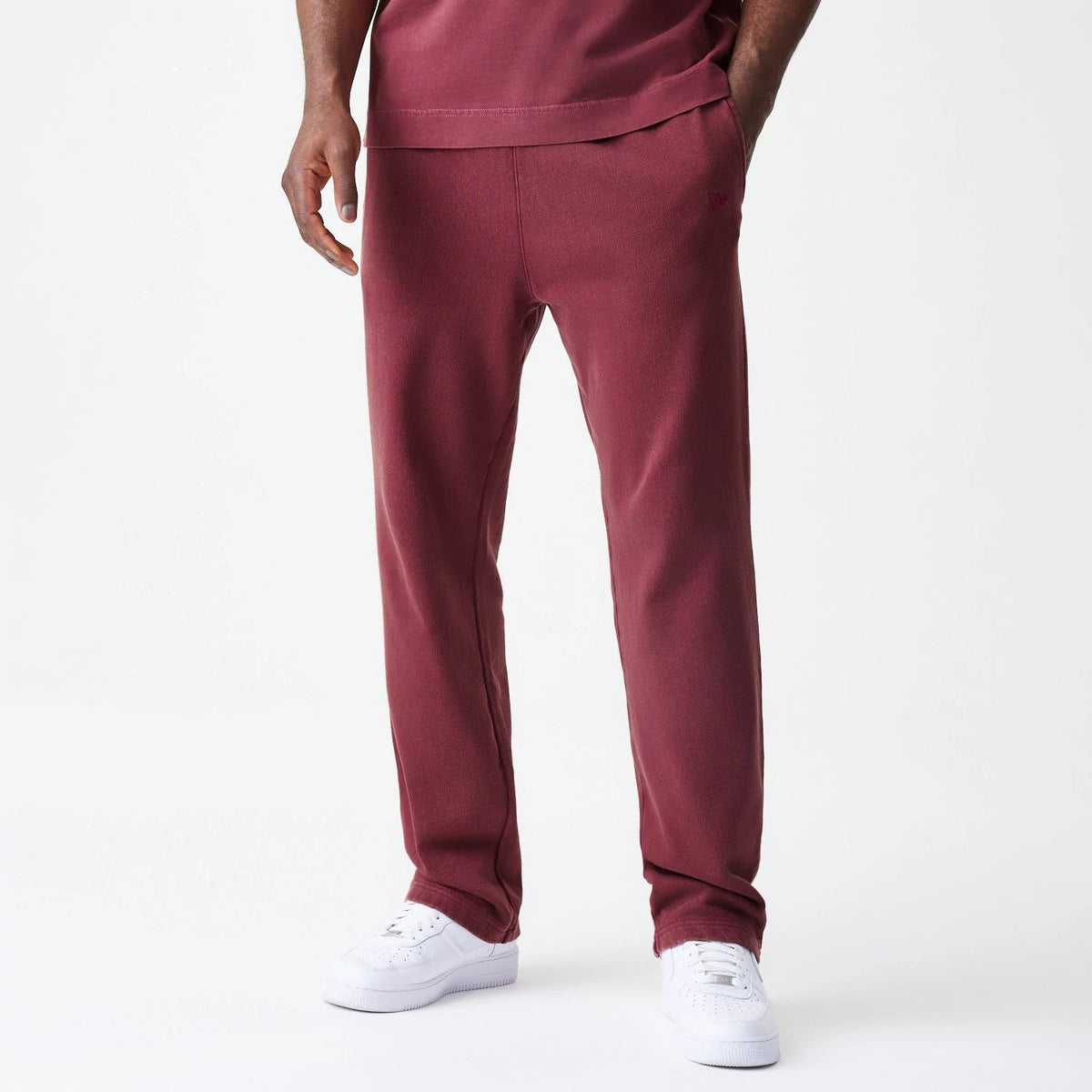 New Era Washed Dark Red Straight Leg Joggers-klyvox