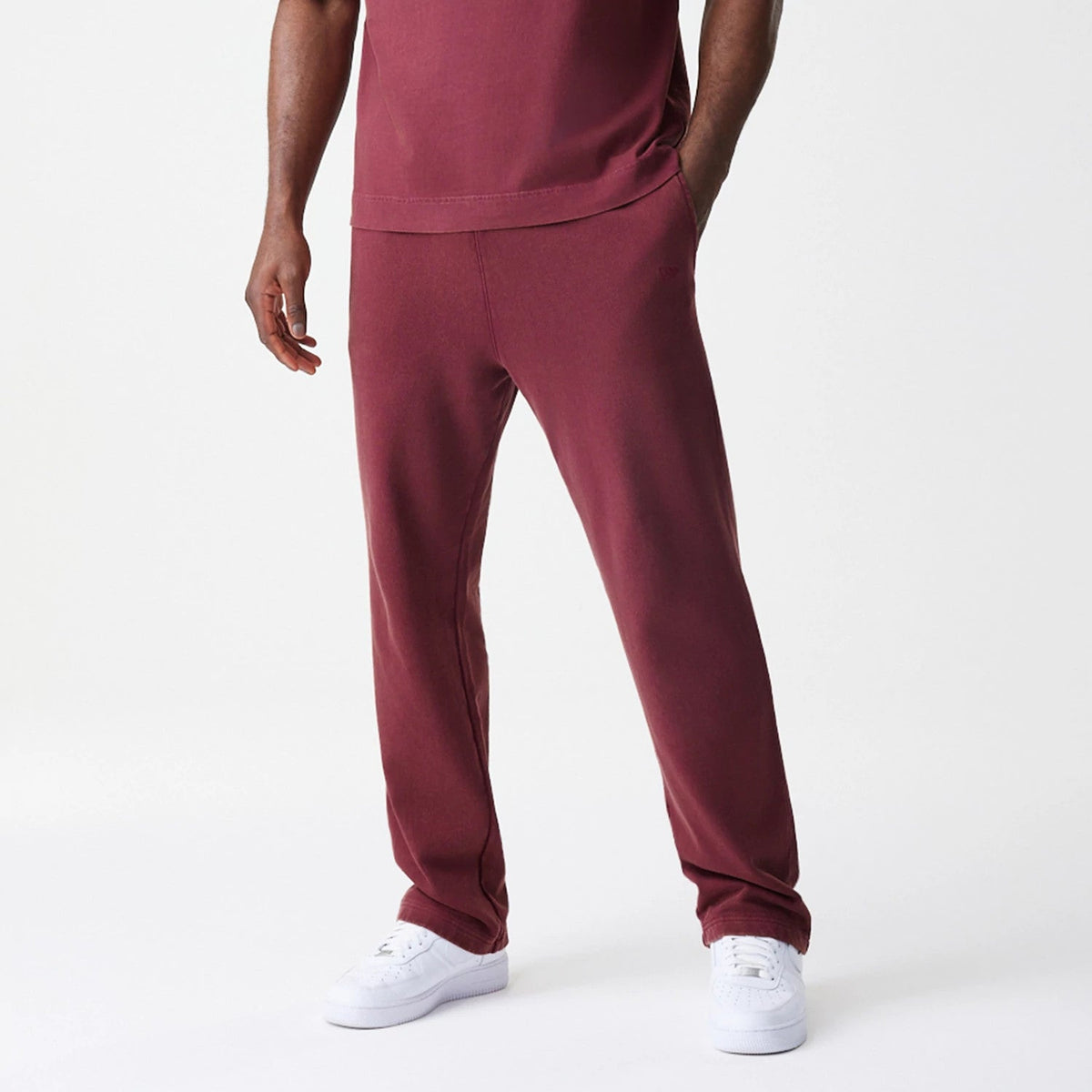 New Era Washed Dark Red Straight Leg Joggers-klyvox