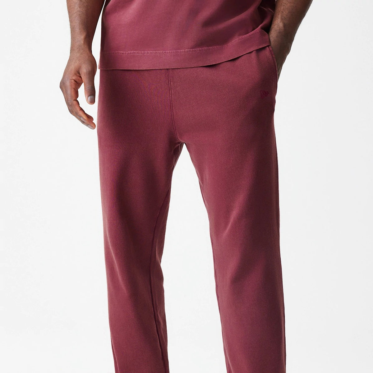 New Era Washed Dark Red Straight Leg Joggers-klyvox