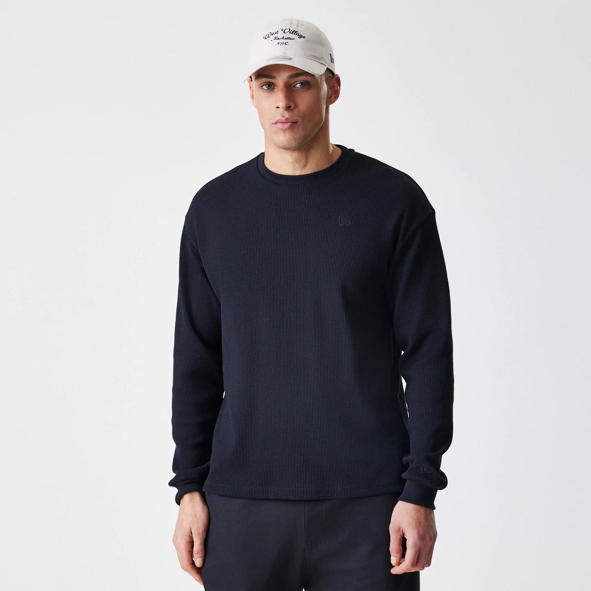 New Era Waffle Black Long Sleeve T-Shirt-klyvox