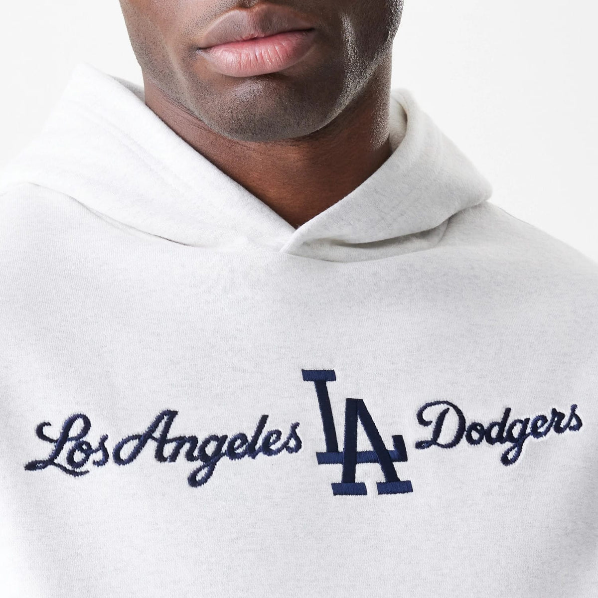 LA Dodgers MLB Script White Oversized Pullover Hoodie-klyvox