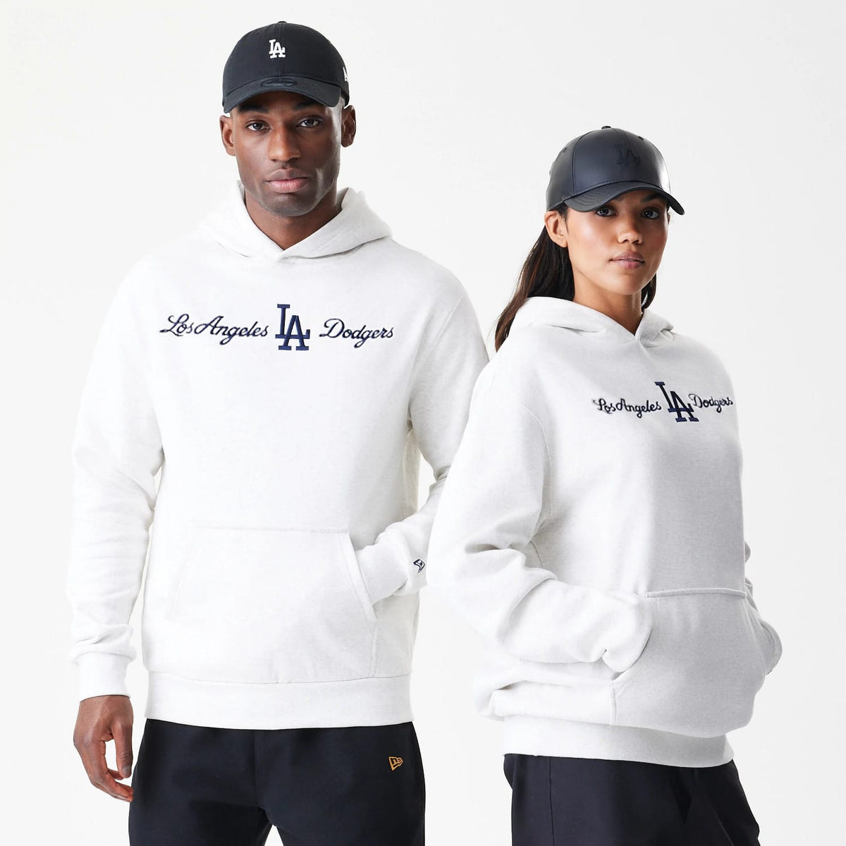 LA Dodgers MLB Script White Oversized Pullover Hoodie-klyvox