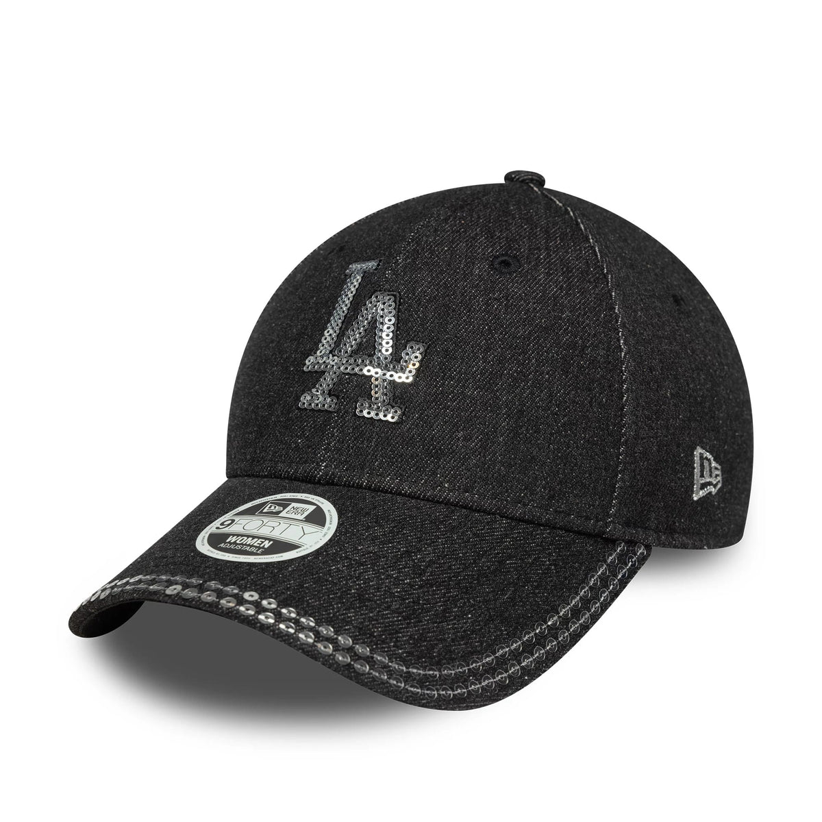 LA Dodgers Womens MLB Sequin Black 9FORTY Adjustable Cap-klyvox