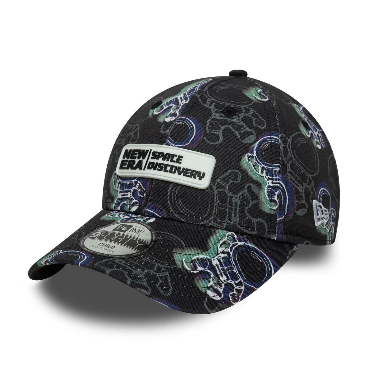 Child New Era Space All Over Print Black 9FORTY Adjustable Cap-klyvox