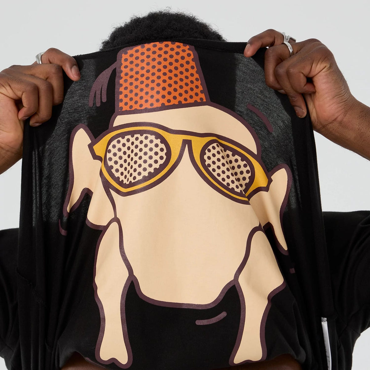 Friends Turkey Head Lifestyle Graphic Black T-Shirt-klyvox