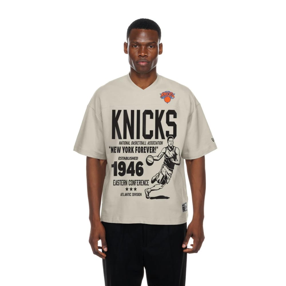 New York Knicks NBA Throwback Prep Light Beige T-Shirt-klyvox