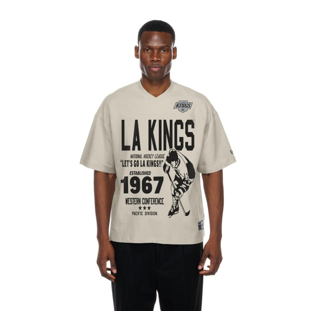 LA Kings NHL Throwback Prep Light Beige T-Shirt-klyvox