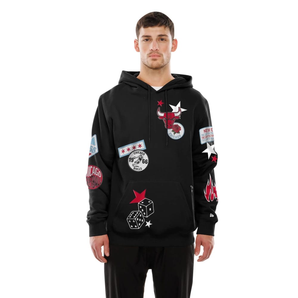 Chicago Bulls NBA x Uptown Threads Black Pullover Hoodie-klyvox