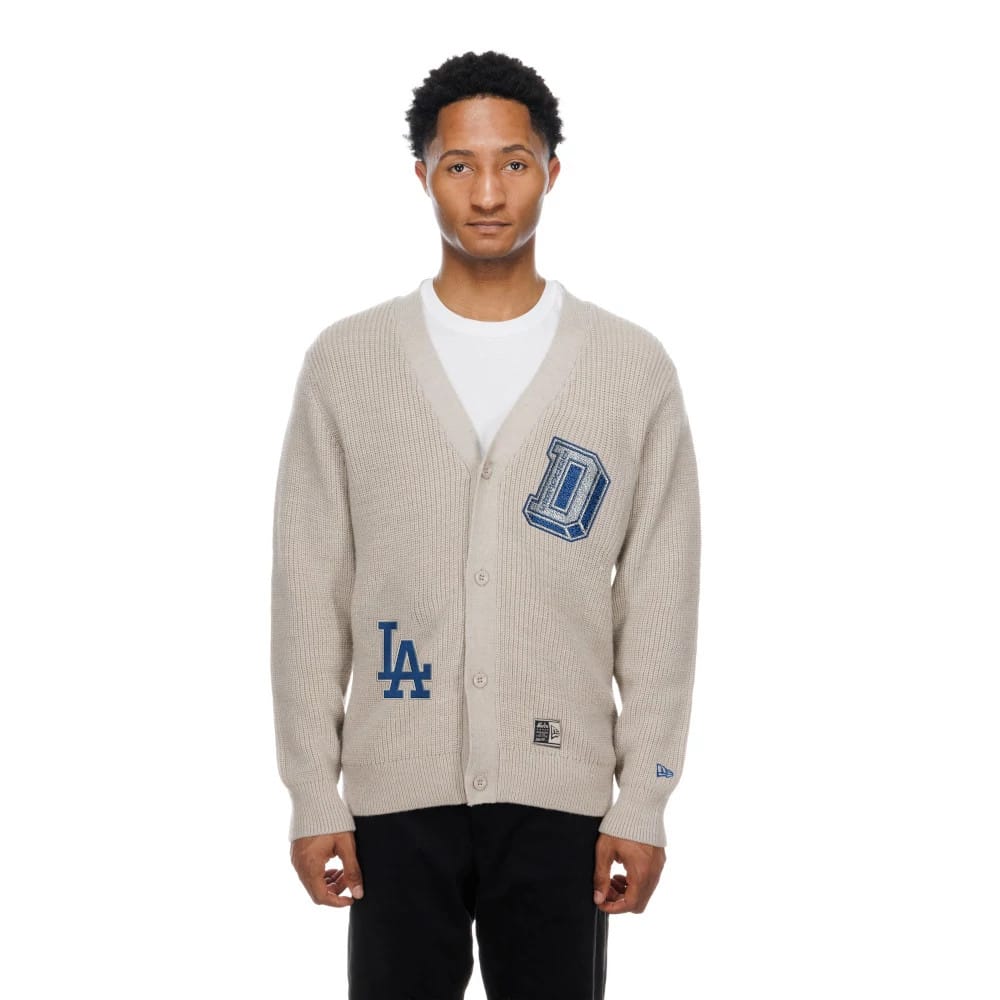 LA Dodgers MLB Throwback Prep Light Beige Cardigan-klyvox