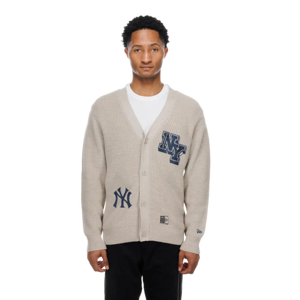 New York Yankees MLB Throwback Prep Light Beige Cardigan-klyvox