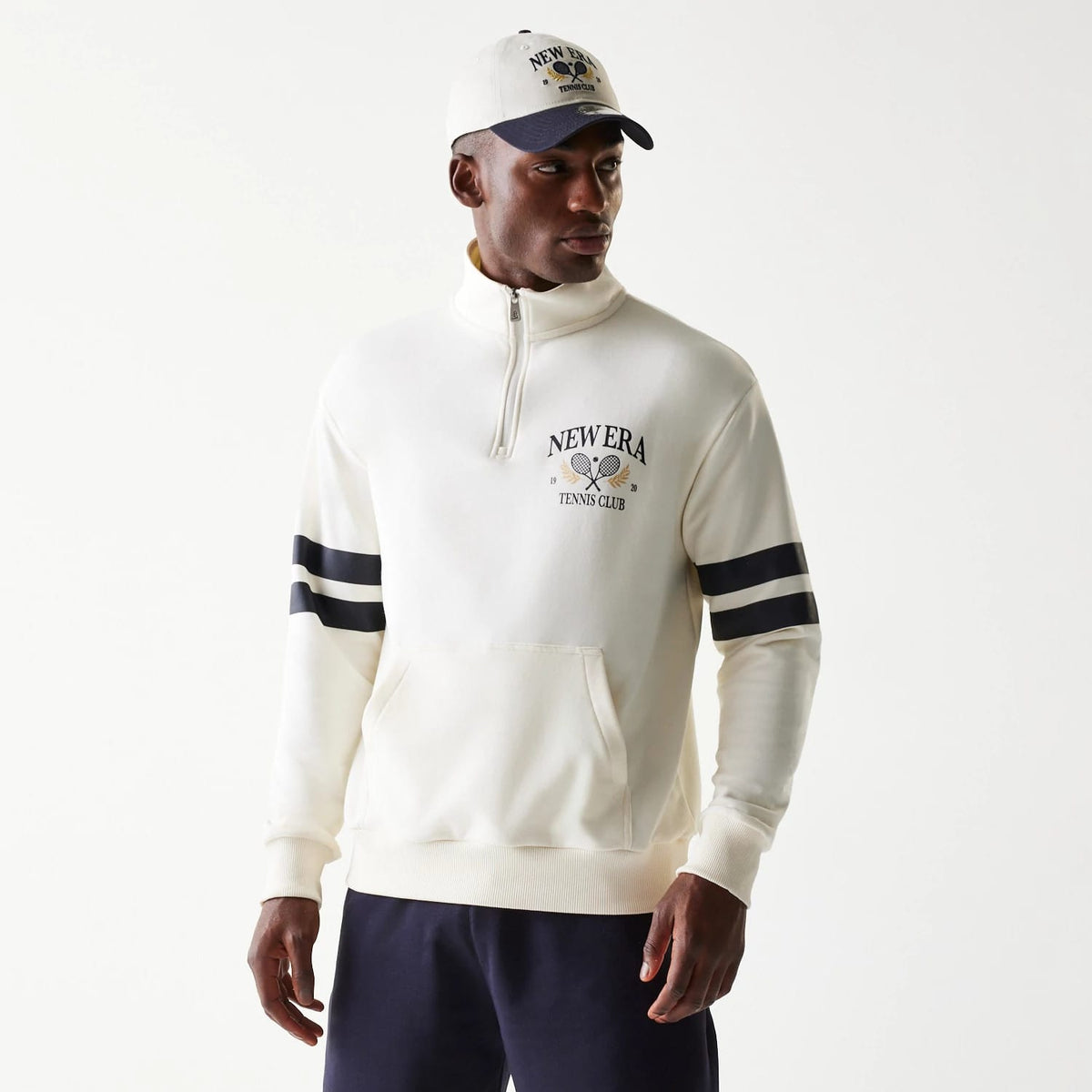 New Era Open White Oversized 1/4 Zip Sweater-klyvox