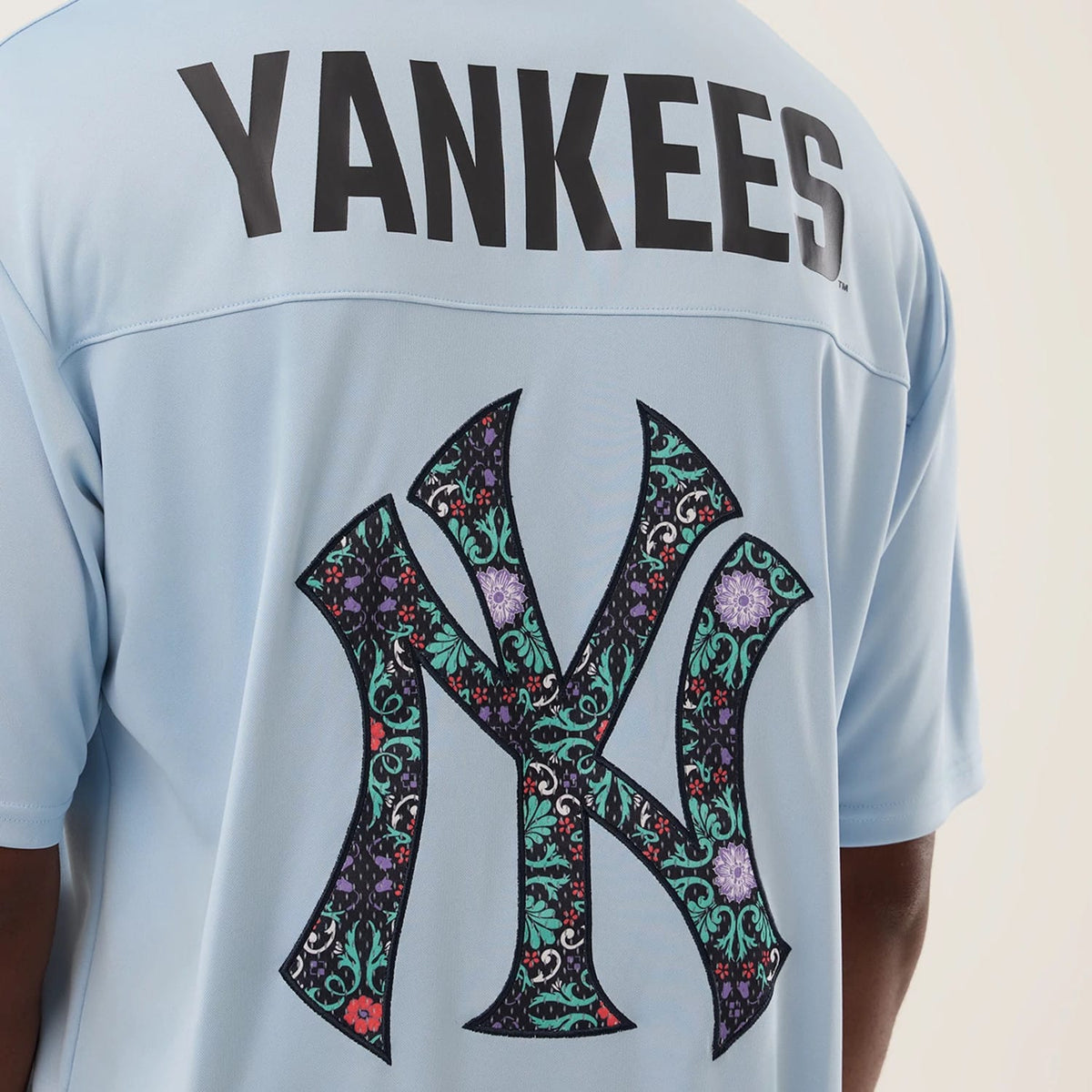 New York Yankees MLB Mesh Infill Pastel Blue Oversized T-Shirt-klyvox