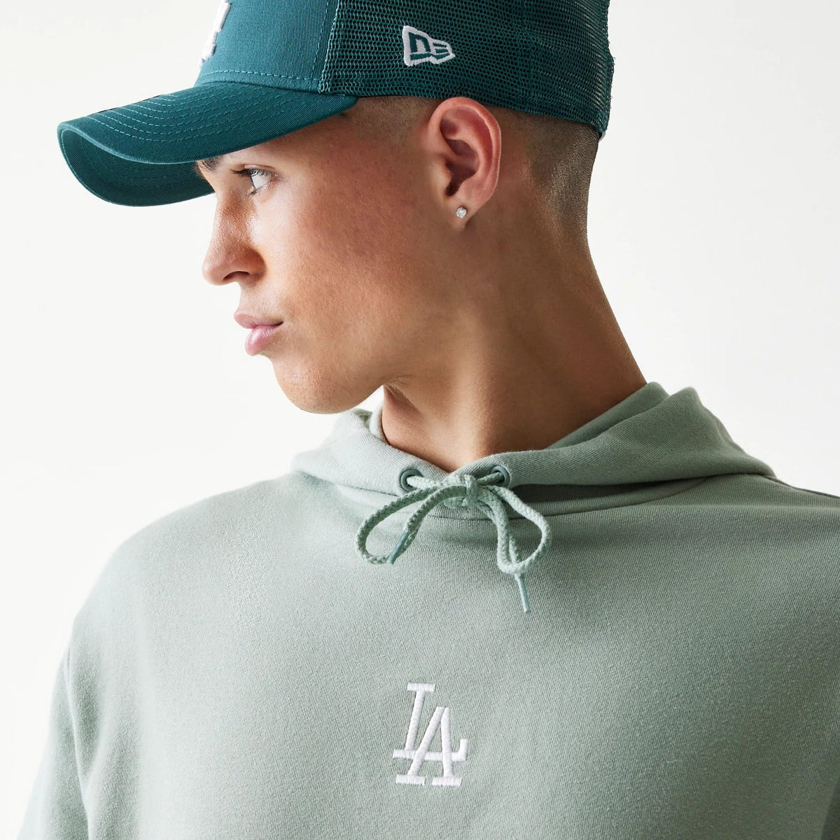 LA Dodgers MLB Midi Pastel Green Oversized Pullover Hoodie-klyvox