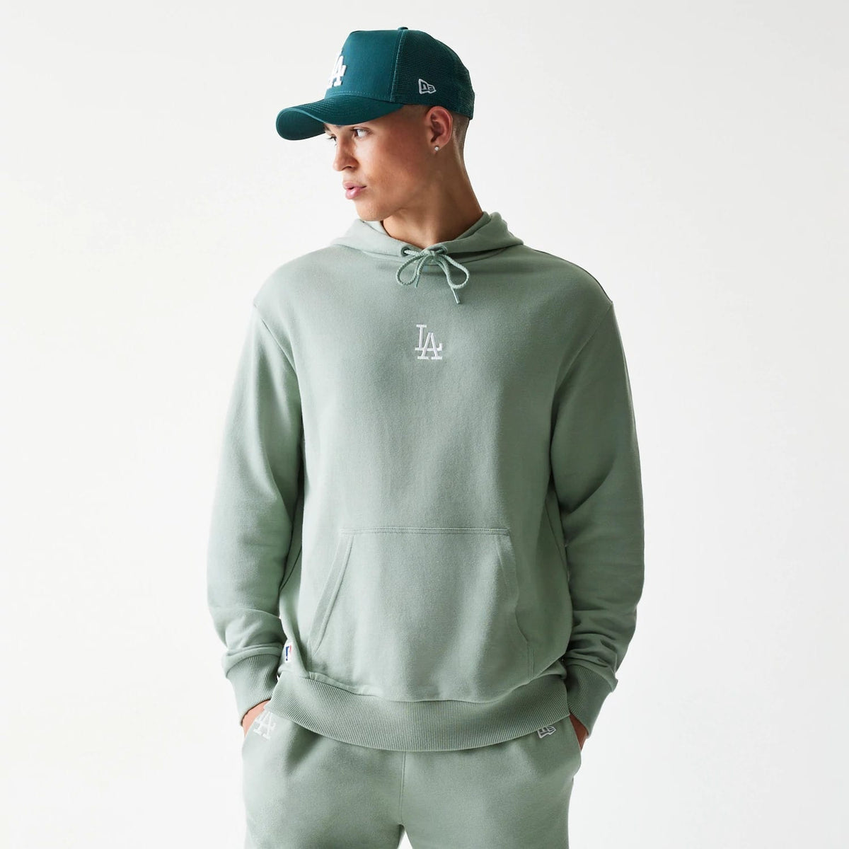 LA Dodgers MLB Midi Pastel Green Oversized Pullover Hoodie-klyvox