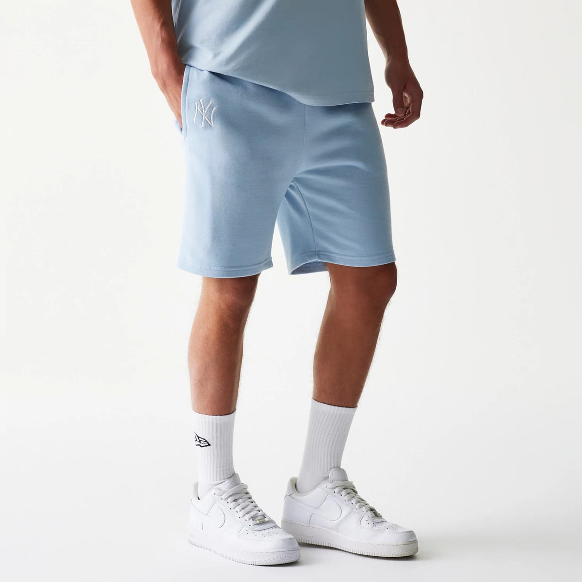 New York Yankees MLB League Essential Midi Pastel Blue Shorts-klyvox